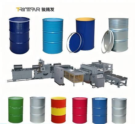 200-liter automatic steel drum weldingproduction line. This production line is also equipped with an automatic stacking robot, enabling automated operation. The factory can directly sell the products.